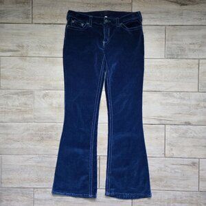 Bella Dahl Ink Blue Velvet Flare Low Rise Jeans Women Stretchy Retro 28
